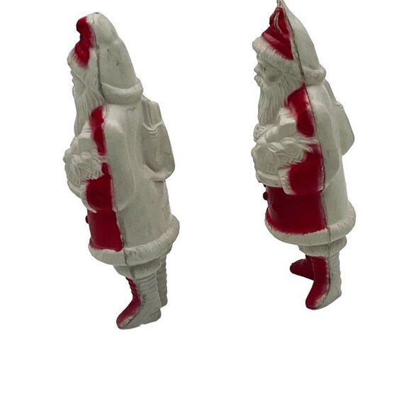 2 Vintage Irwin Standing Christmas Santa Claus w Gifts & Toy Sack Plastic 4" - Picture 4 of 16